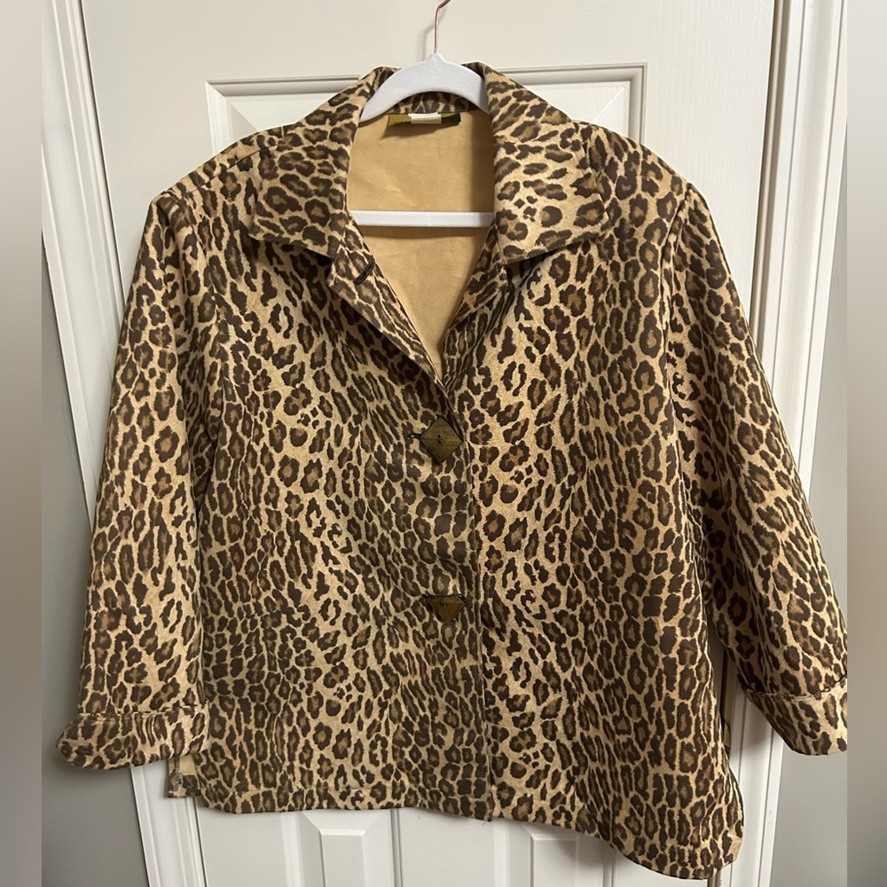 VTG Painted Pony Women's‎ Leopard Print Button Down Jacket Coat USA Large